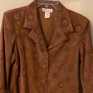 Elegant blazer jacket top with a touch of gold sparkle metalic thread